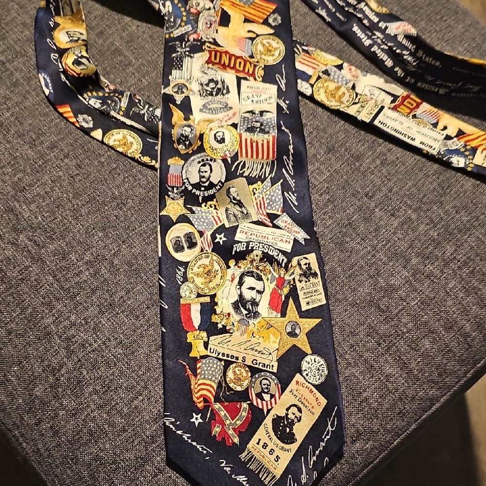 VINTAGE Tie Presidents Historical Print Necktie Republican Men 100% Silk